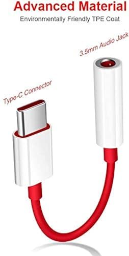 USB Type-C to 3.5mm Audio Jack Adapter – Compatible with OnePlus 12, 11, 10, Nord & More | Stereo Headphone Converter by Sounce (Red)
