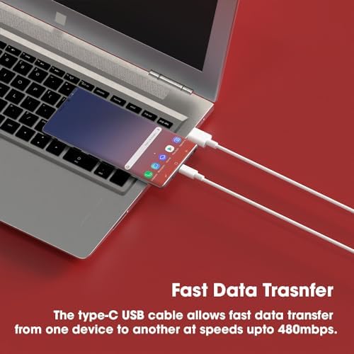 Sounce Mi USB to Type C 33W Hypercharge Cable, 3A Fast Charging Cable with Up to 480 Mbps High-Speed Data Transfer & Sync Cord Compatible With All Xiaomi Smartphones and Devices, White (1 Meter)