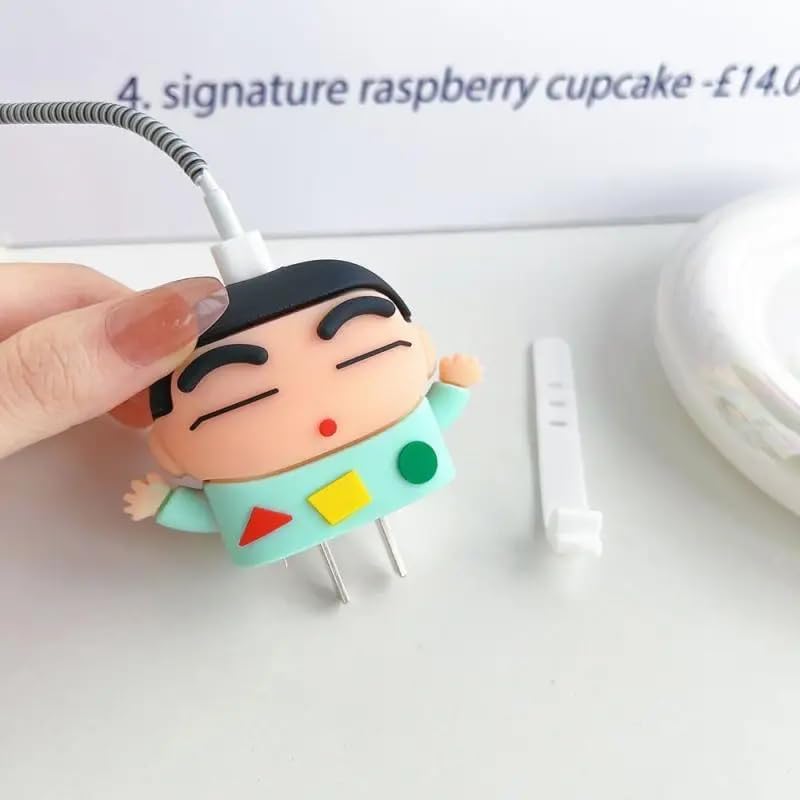 Sounce Shinchan Protective Case for iPhone 18W & 20W Charger and Wire Protector for Lightning Cable – Protective Cover, Protection Sleeve, Cord Saver for Earphones (Charger Not Included)
