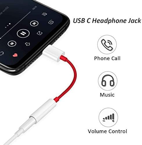USB Type-C to 3.5mm Audio Jack Adapter – Compatible with OnePlus 12, 11, 10, Nord & More | Stereo Headphone Converter by Sounce (Red)