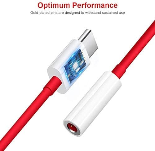 USB Type-C to 3.5mm Audio Jack Adapter – Compatible with OnePlus 12, 11, 10, Nord & More | Stereo Headphone Converter by Sounce (Red)