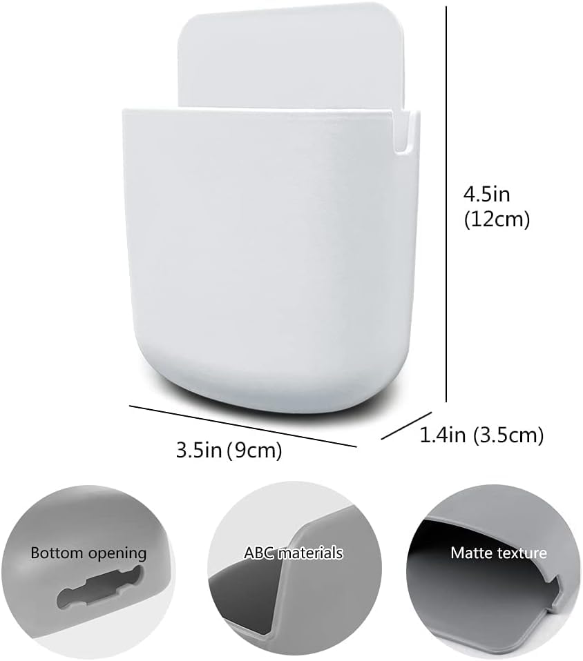 Sounce 8 Piece Wall Mounted Storage Box Remote Indoor Storage Organizer Case for Air Conditioner & TV Remote Mobile Phone Plug Holder Stand Rack Phone Charger Plug Holder (Pack of 8)- White & Grey