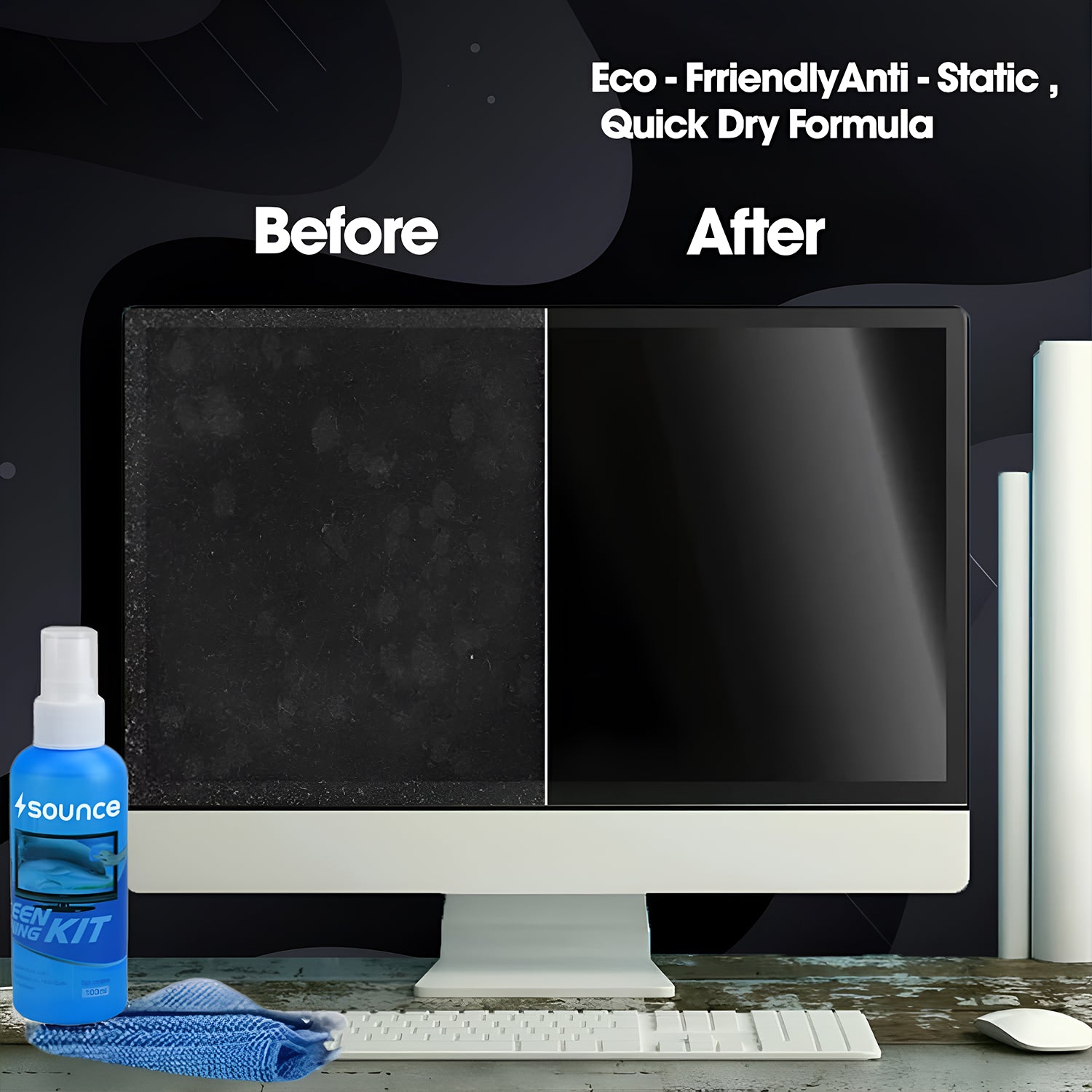 Sounce 3-in-1 Screen Cleaning Kit | 100ml with Microfiber & Brush