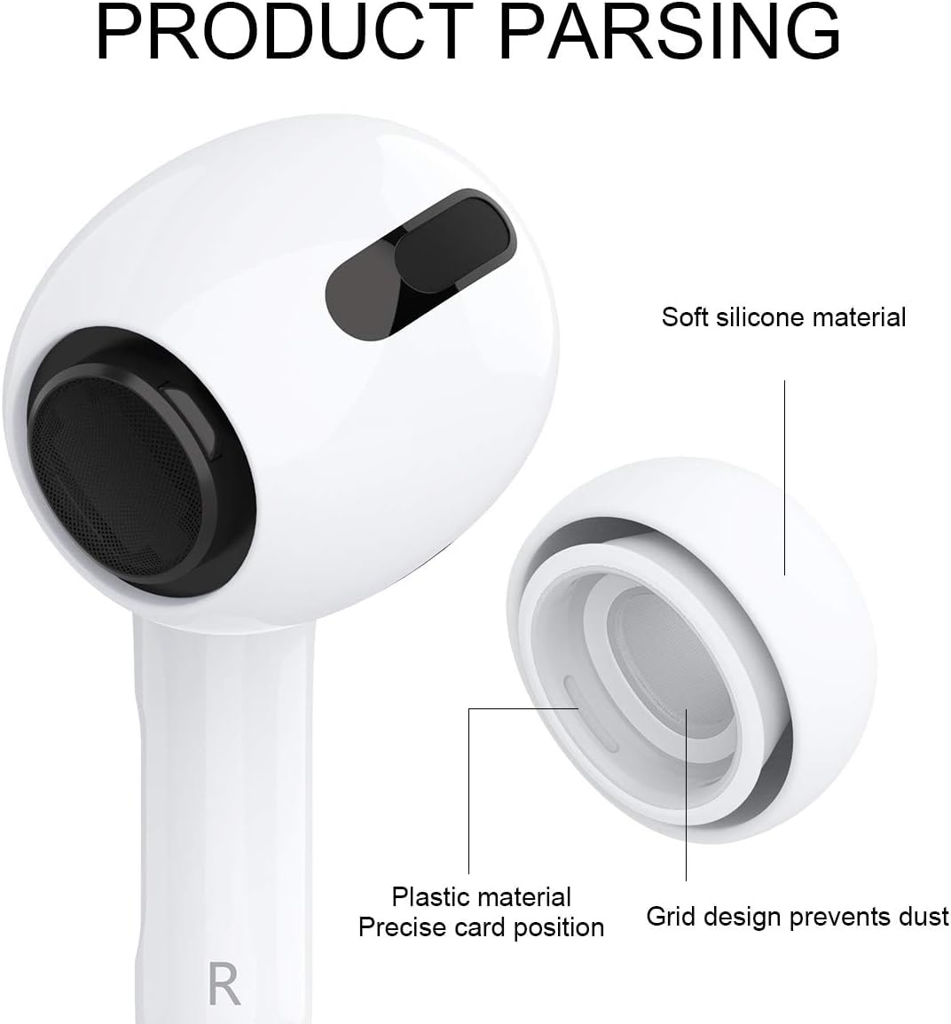 Sounce Silicone Replacement Ear Tips for Apple AirPods Pro 2 & Airpods Pro, Anti-Slip Eartips, Tighter Seal, Fits in The Charging Case, (Medium Size) (1 Sets, 2Pc) - White