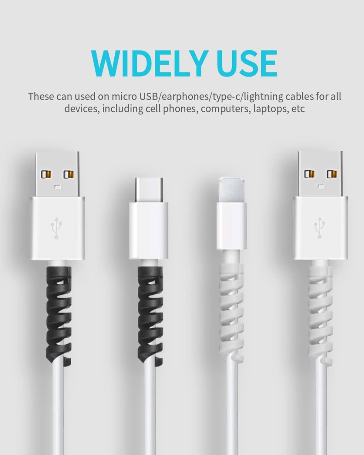 Sounce 25 Pcs Spiral Cable Protectors | USB & Charger Wire Saver