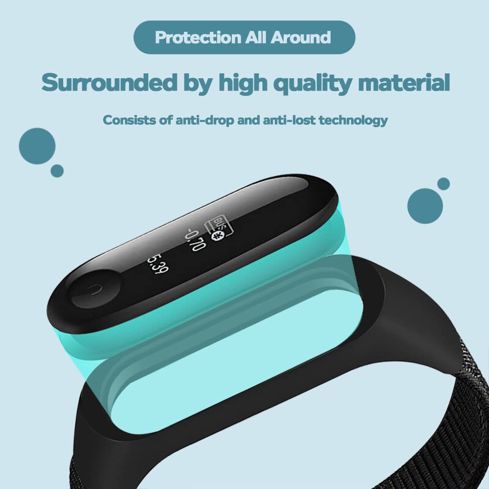 Sounce Black Nylon Adjustable Xiaomi Mi Band 3/ Mi Band 4/ Mi Band 5/ Mi Band 6 Watch Strap Band Bracelet (Not Compatible with Mi Band 1/2)
