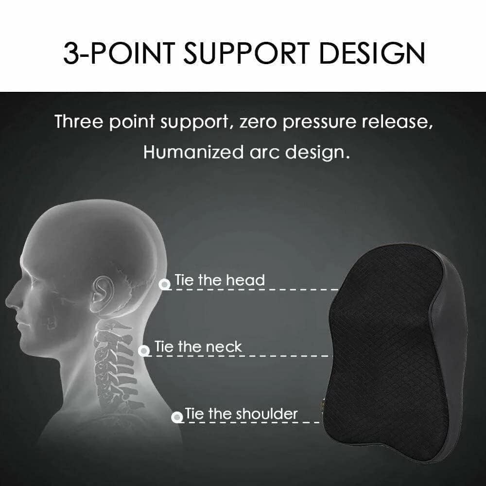 Sounce Car Neck Rest Pillow | 2 Years Warranty | Memory Foam Neck Pillow for Car, Car Seat Head Rest Cushion for Neck & Cervical Support - Relieves Pain (Large, Black, Pack of 1)