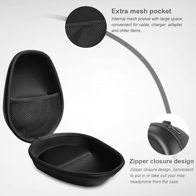 Sounce Headphone Vinyl Carrying Case Earpads Storage Bag Headphone Pouch Portable Anti-Pressure Compatible for Sony WH C510/Sony CH710n/Boat 550/Flix X1/Hyperx Cloud Cases (Black)
