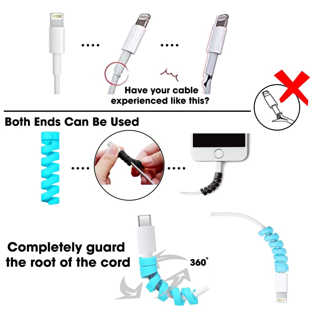 Sounce 25 Pcs Spiral Cable Protectors | USB & Charger Wire Saver
