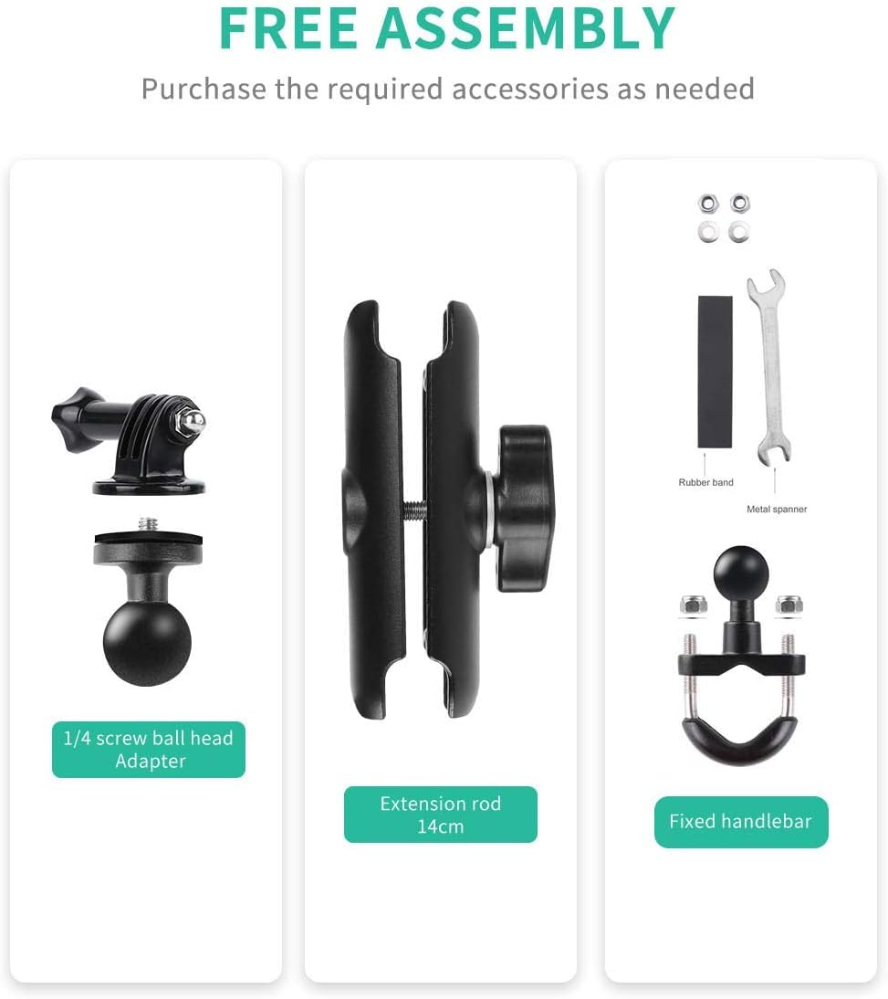 Sounce Action Camera Aluminium Alloy Holder Compatible with Gopro & All Action Cameras Bike Mount with Two 360° rotational Angle for Bike Motorcycle and Bicycle (Handlebar Attachment)