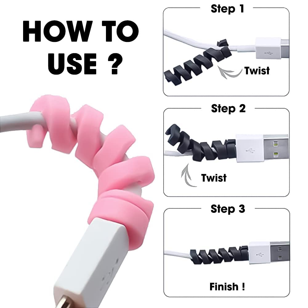 Sounce 25 Pcs Spiral Cable Protectors | USB & Charger Wire Saver