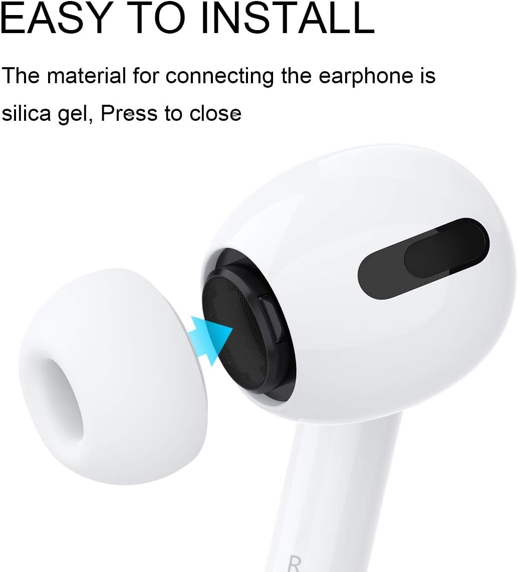 Sounce Silicone Replacement Ear Tips for Apple AirPods Pro 2 & Airpods Pro, Anti-Slip Eartips, Tighter Seal, Fits in The Charging Case, (Medium Size) (1 Sets, 2Pc) - White