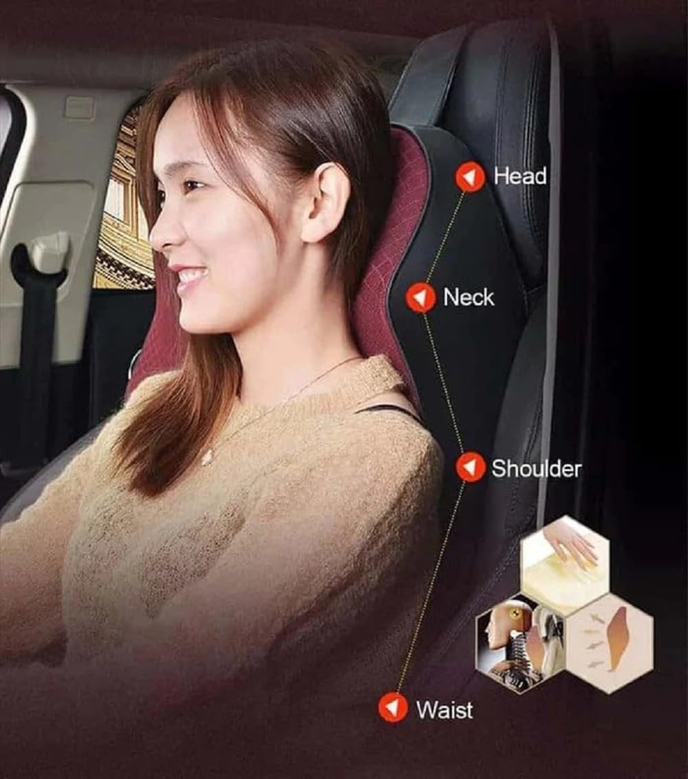 Sounce Car Neck Rest Pillow | 2 Years Warranty | Memory Foam Neck Pillow for Car, Car Seat Head Rest Cushion for Neck & Cervical Support - Relieves Pain (Large, Black, Pack of 1)
