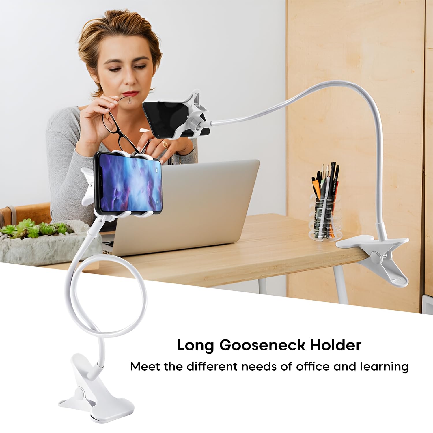 Sounce Flexible Foldable Mobile Tabletop Stand – 360° Rotating, Ergonomic Metal Phone Holder for Video Calls & Home Office