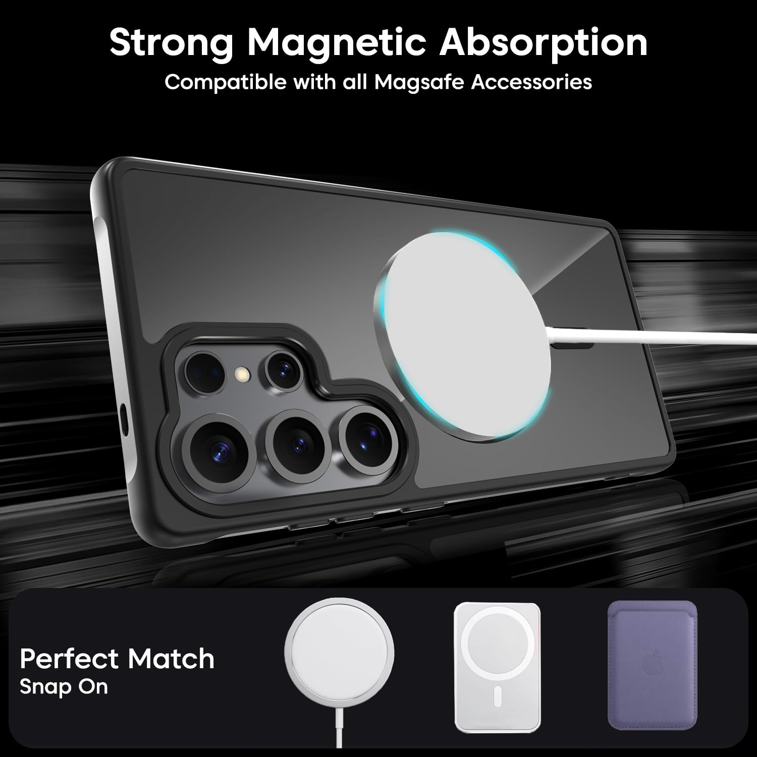 Sounce Samsung Galaxy S25 Ultra Case, Compatible with MagSafe, Magnetic Case for Samsung Galaxy S25 Ultra, Military-Grade Protection, TPU, Classic Hybrid Case (HaloLock), Frosted Black