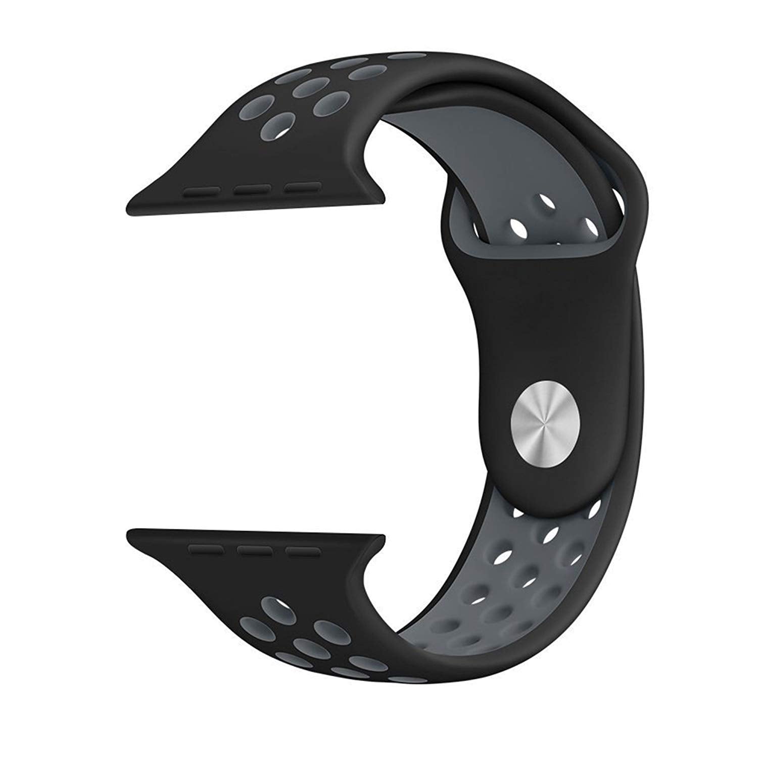 Sounce Sports Strap Compatible for Watch Band 42mm 44mm 45mm Adjustable Silicone Wristband Sport Loop for Watch Series 7/6/5/4/3/2/1, SE - Black-Grey