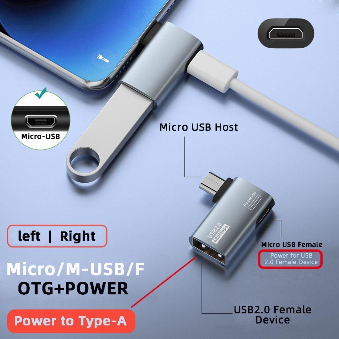 Sounce Micro to USB OTG Adapter for Fire TV Stick 4K, Keyboard, U Disk, Ethernet Adapter, Mouse USB OTG Adapter for Android Phone Tablet and More Host Devices