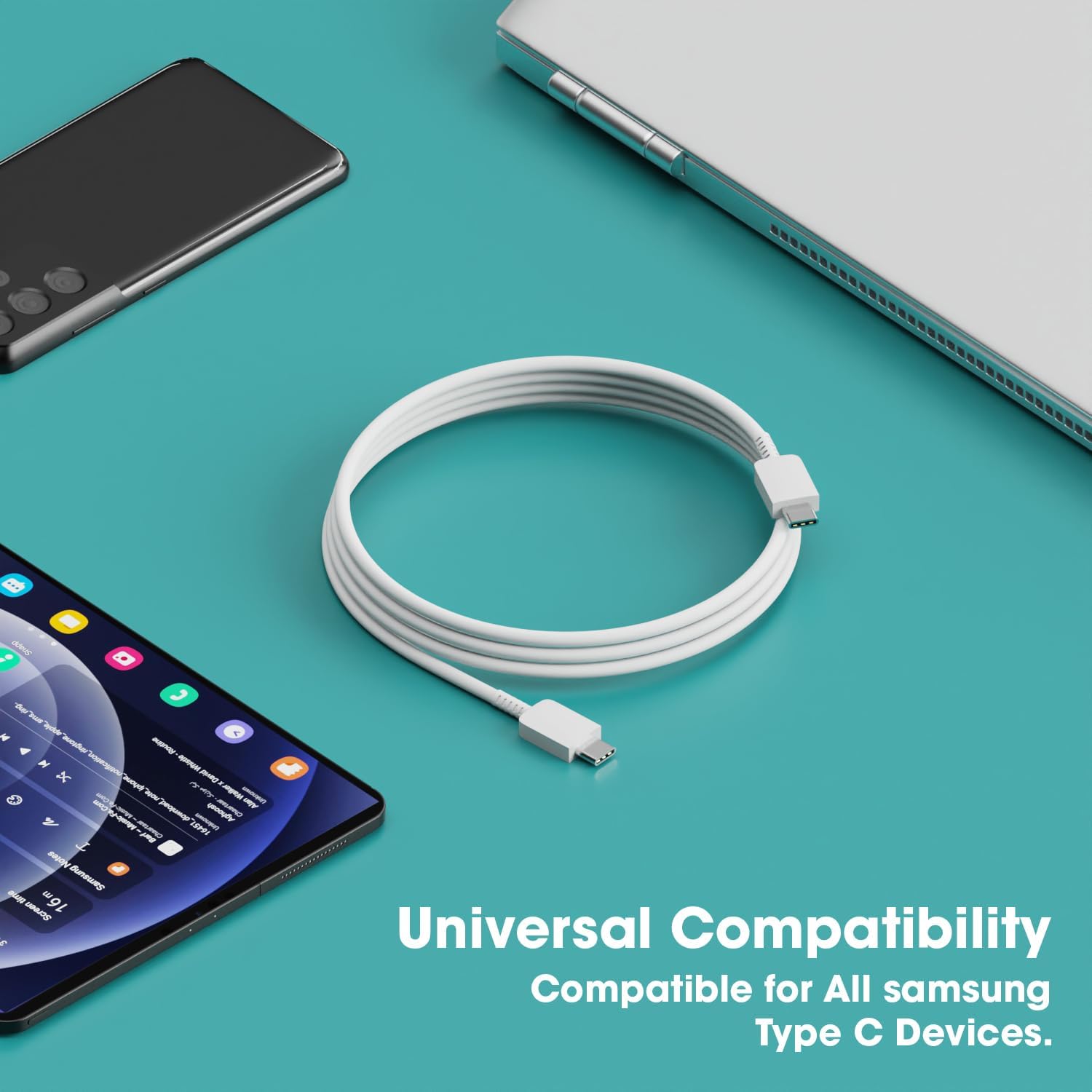 Type-C to Type-C Fast Charging Cable – Sounce | Compatible with Galaxy S24/S23/A54/M14/F34 & More – 1 Meter, SuperFast Power & Data Transfer