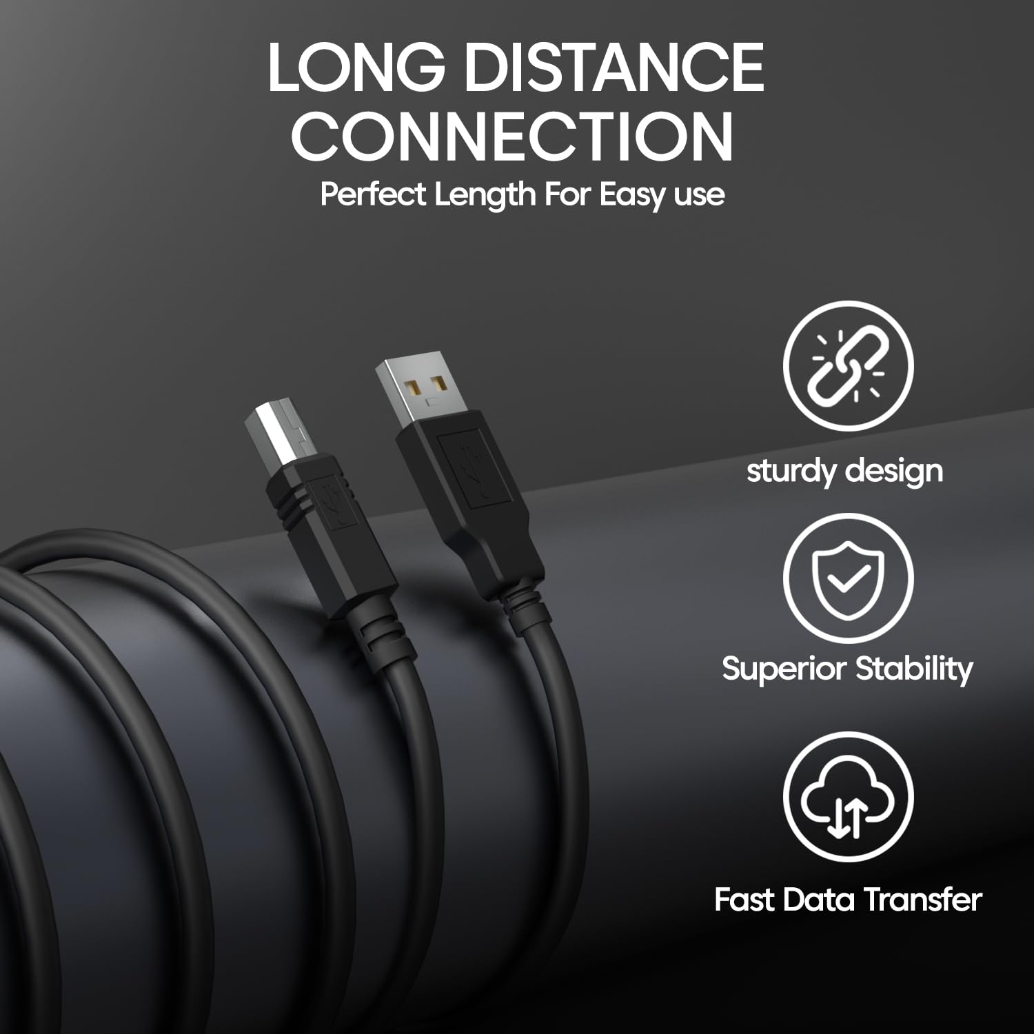 Sounce USB 2.0 High Speed Printer Cable (1.5 Meter) USB Scanner Cable A Male to B Male Compatible with Printers, Scanner for Canon, Brother, Dell, Epson, HP, Samsung, Lexmark,Panasonic