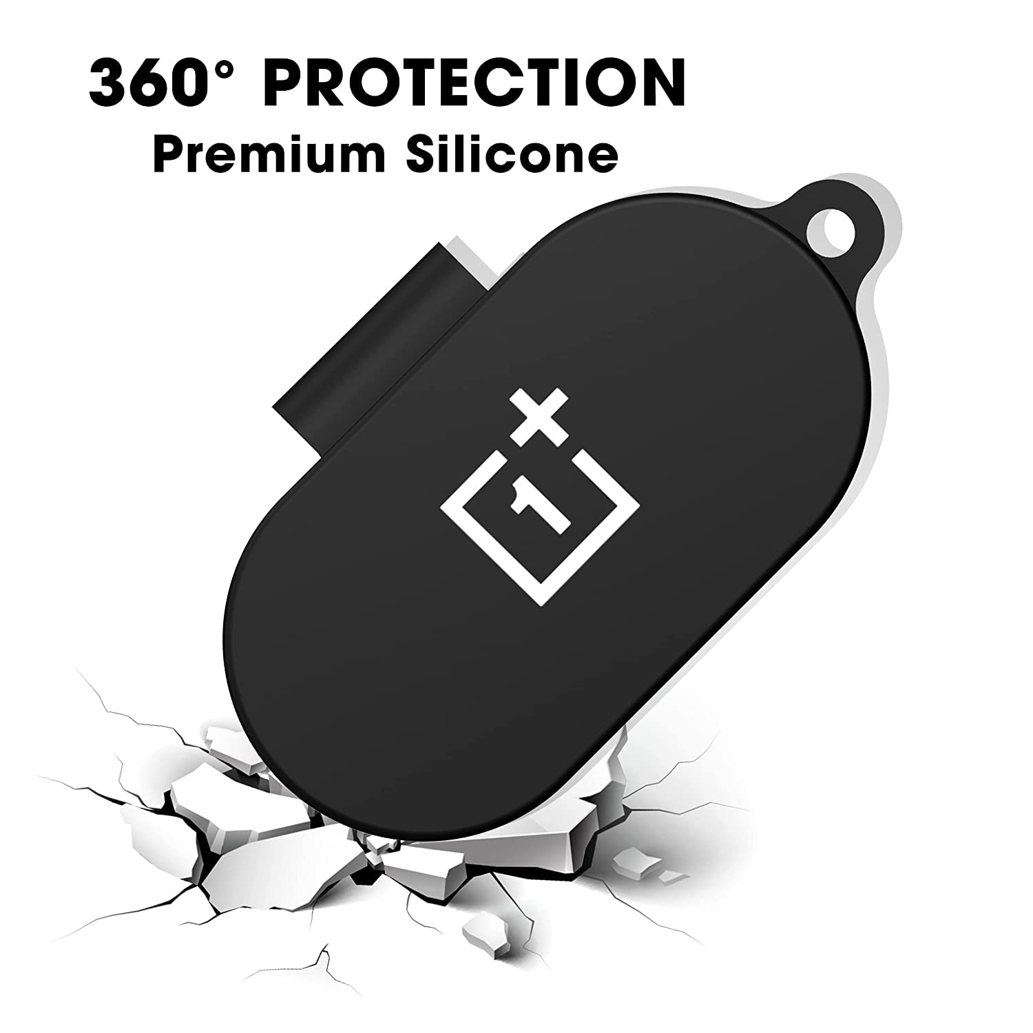 Sounce Case Silicone Cover, Compatible with Keychain for Oneplus Nord Buds Full Protection Shockproof Case Cover Anti Fall Anti Dust, (Black)