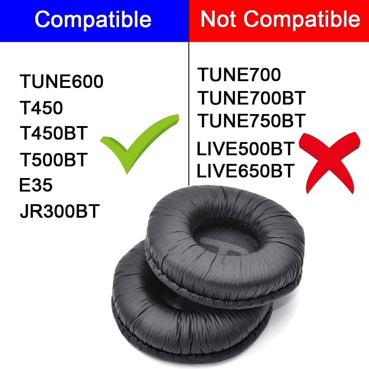 Sounce Replacement Ear Pads Compatible with JBL Tune 500BT / T500BT / T450BT Wireless Headphones, 1 Pair Replacement Earpads Headphones Replacement Headset Ear Cup Cushions