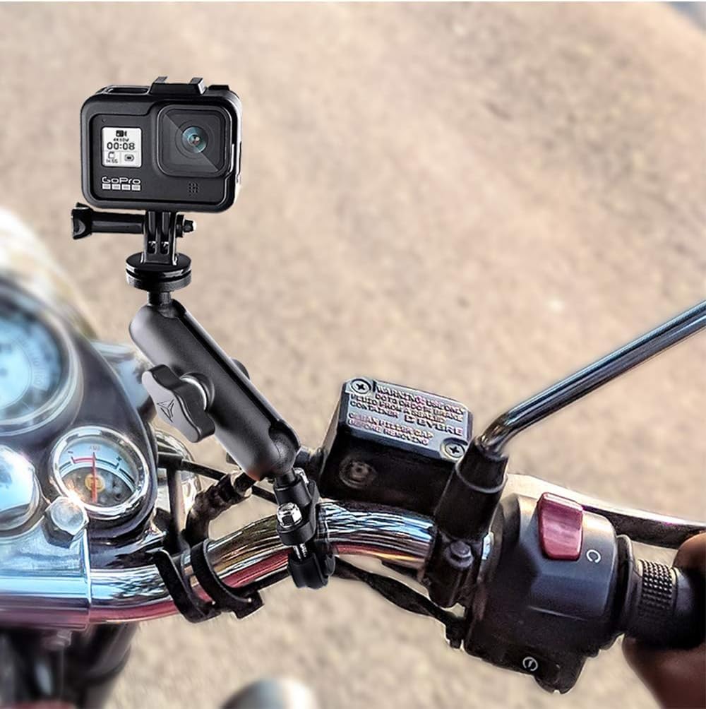 Sounce Action Camera Aluminium Alloy Holder Compatible with Gopro & All Action Cameras Bike Mount with Two 360° rotational Angle for Bike Motorcycle and Bicycle (Handlebar Attachment)