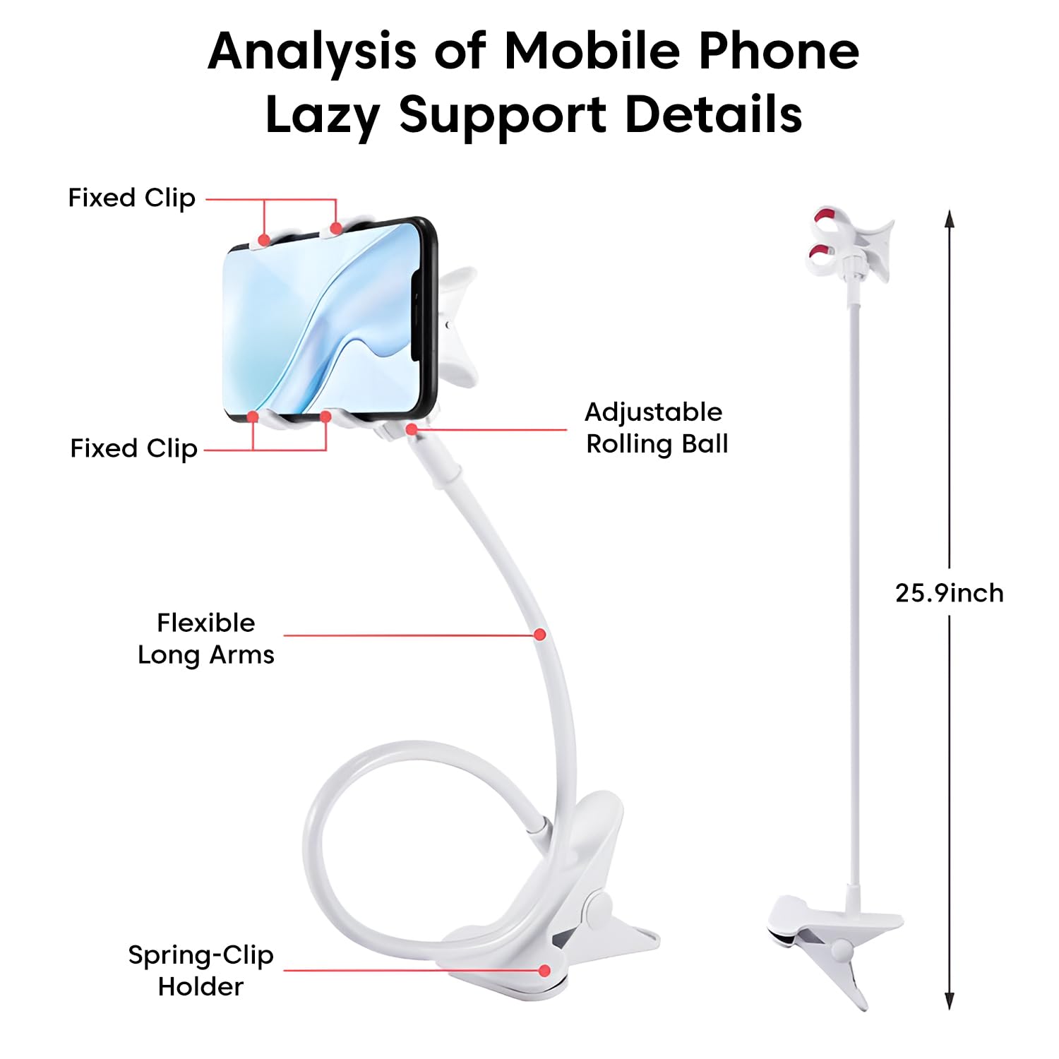 Sounce Flexible Foldable Mobile Tabletop Stand – 360° Rotating, Ergonomic Metal Phone Holder for Video Calls & Home Office