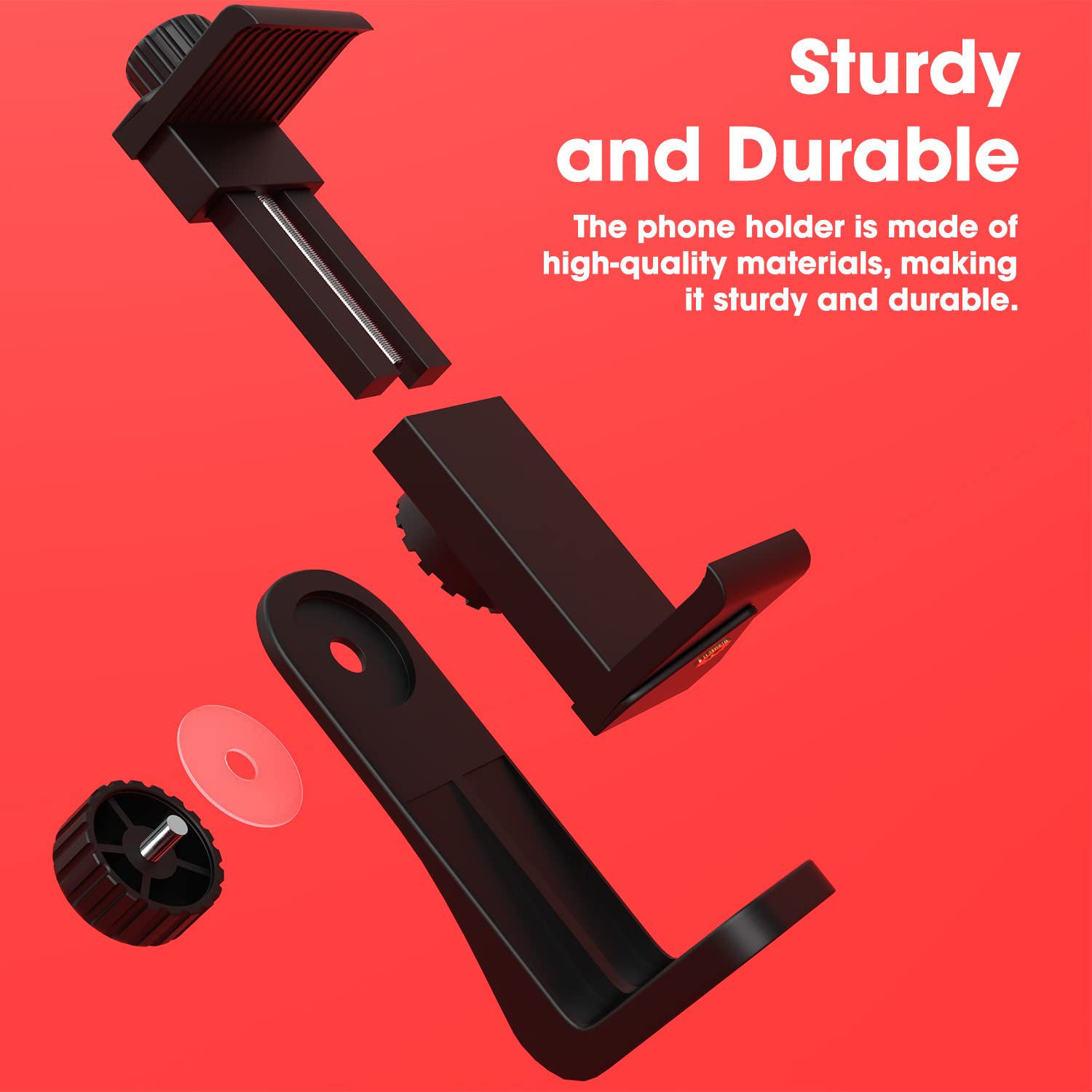 Sounce 360° Adjustable Cell Phone Tripod Mount Adapter | Universal 1/4 Screw Clamp Holder (Black)