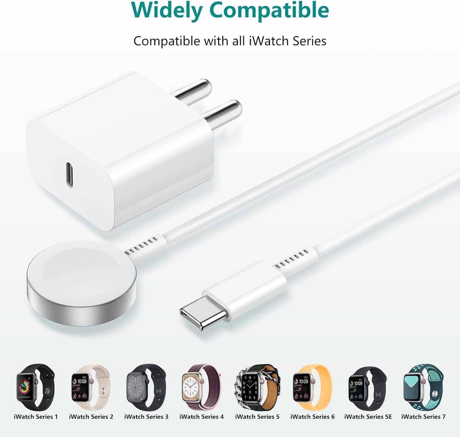 Sounce Compatible Apple Watch Charger USB-C 5W Fast Magnetic iWatch Charging Cable (3FT) with 20W USB-C Wall Adapter Compatible with Apple Watch Ultra 2/Ultra/SE/Series 10/9/8/7/6/5/4/3/2/1 (White)