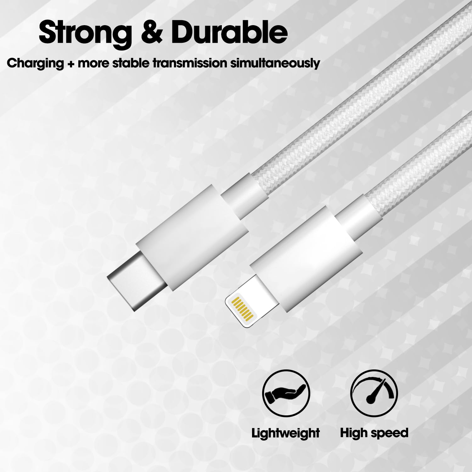Sounce USB C To Lightning 3A 66W Fast Charging Nylon Braided Cable, Up to 480 Mbps Data Transfer & Sync Cord Compatible with iPhone 14, 13, 12, 11, X, 8, 7, 6, 5, iPad Air, Pro, Mini 1.5 Meter - White
