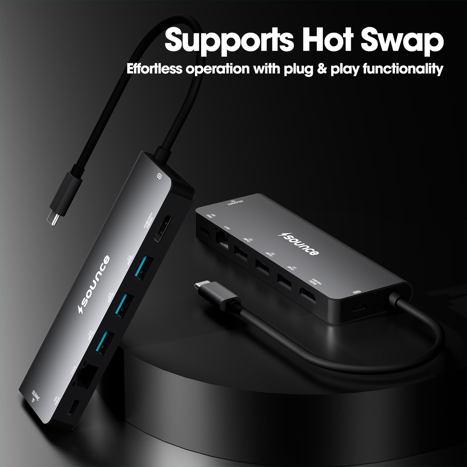 Sounce 9 in 1 USB Type C Hub Multiport Adapter with 4K@30Hz HDMI, Type C PD 60W Data Transfer, SD/TF Card Reader, USB A 3.0/2.0 Port, 1000mbps RJ45 LAN for MacBook, Laptop and Other Type C Devices