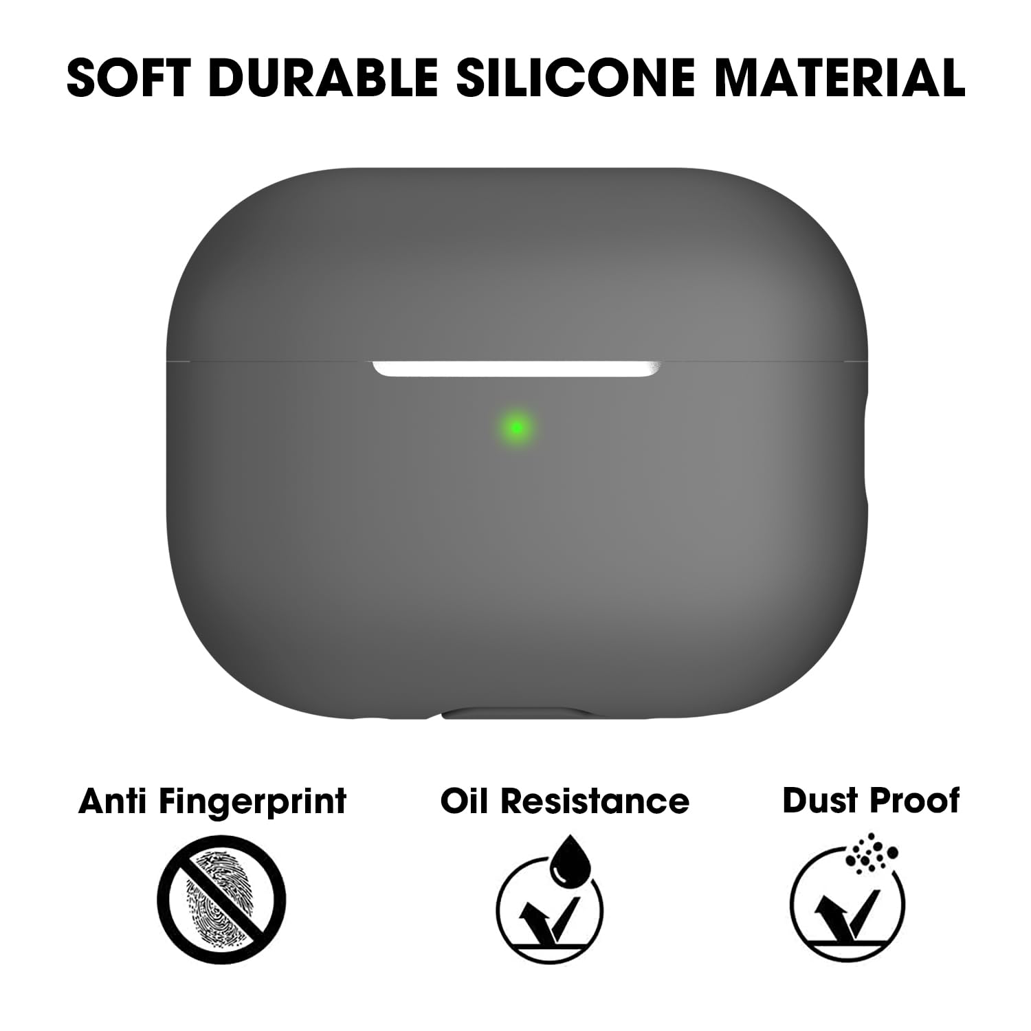 Sounce Soft Silicone Protective Case for Airpods pro 2 Case Cover with Antilost Lanyard, Full Protection Tough Shockproof Charging Case Compatible with Airpods pro 2 2022 with Carabiner - Dark Grey