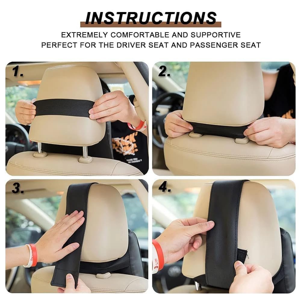 Sounce Car Neck Rest Pillow | 2 Years Warranty | Memory Foam Neck Pillow for Car, Car Seat Head Rest Cushion for Neck & Cervical Support - Relieves Pain (Large, Black, Pack of 1)