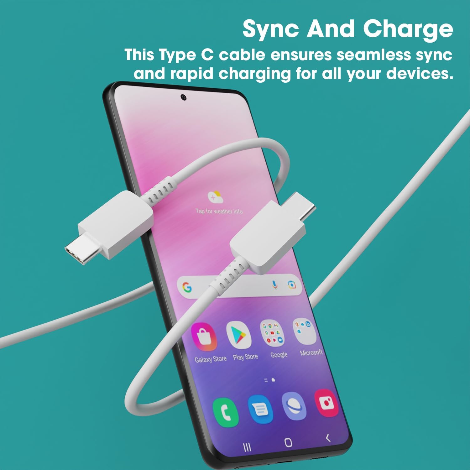 Type-C to Type-C Fast Charging Cable – Sounce | Compatible with Galaxy S24/S23/A54/M14/F34 & More – 1 Meter, SuperFast Power & Data Transfer