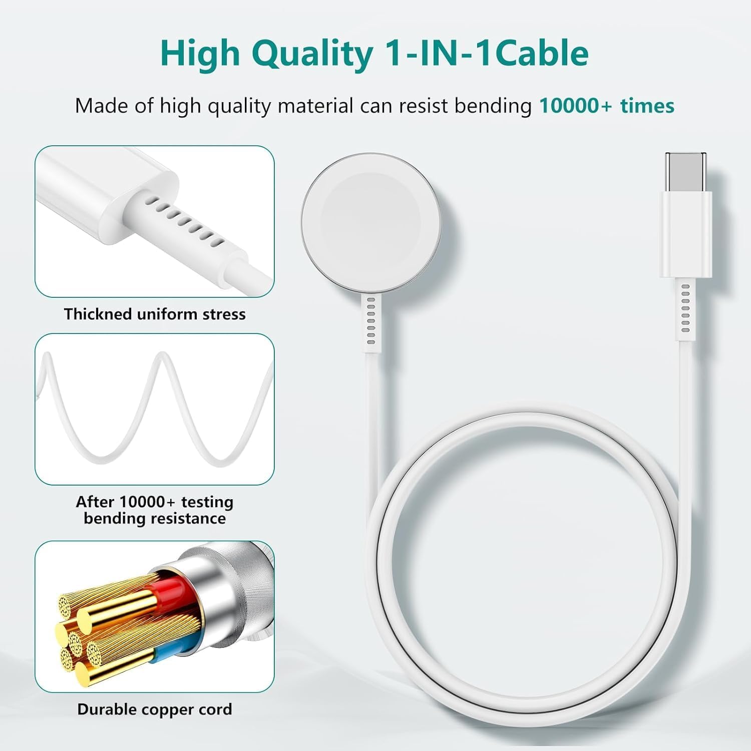 Sounce Compatible Apple Watch Charger USB-C 5W Fast Magnetic iWatch Charging Cable (3FT) with 20W USB-C Wall Adapter Compatible with Apple Watch Ultra 2/Ultra/SE/Series 10/9/8/7/6/5/4/3/2/1 (White)