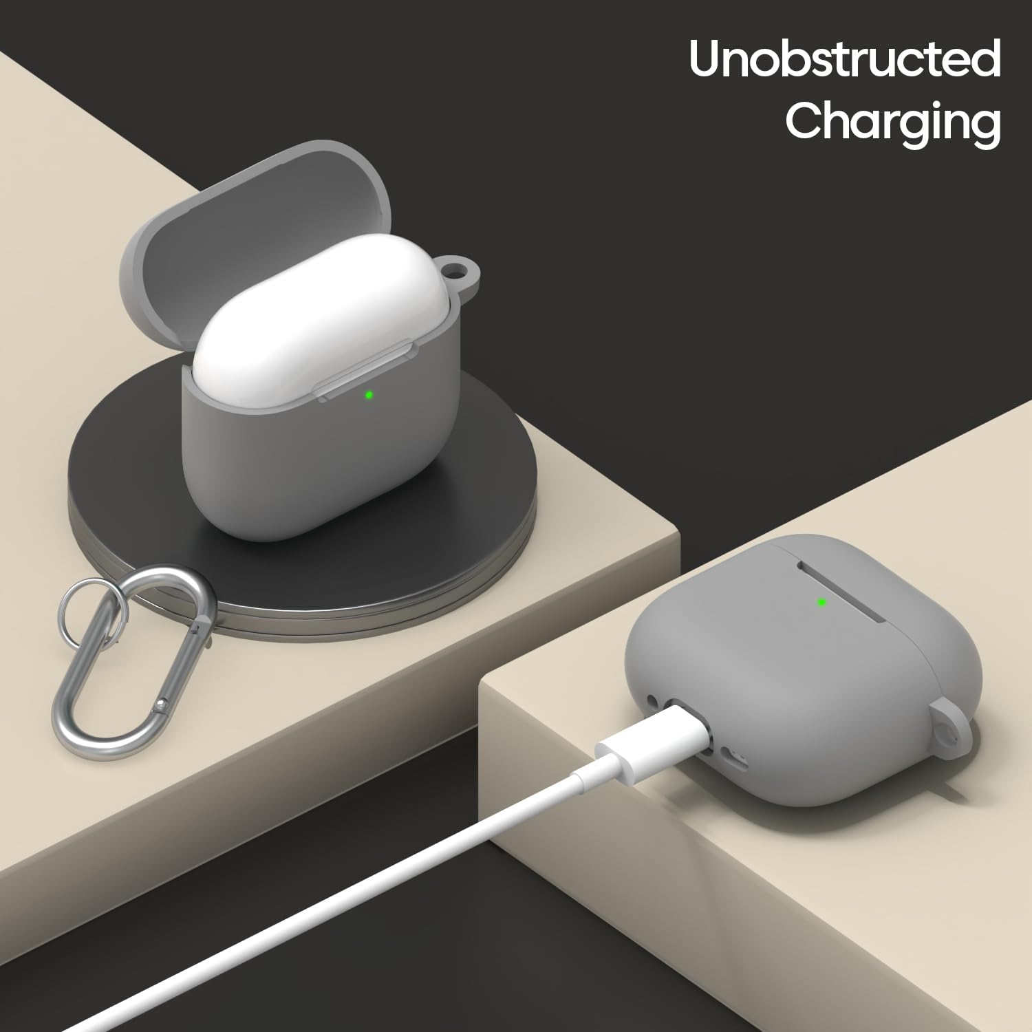 Sounce for Apple Airpods 4th Generation Case Cover(2024) | LED Visible | Cleaner Kit & Heavy-Duty Carabiner | Drop Protection | Anti-Scratch | 2.5mm Thick |Compatible with Airpods 4 Case for Women,Men