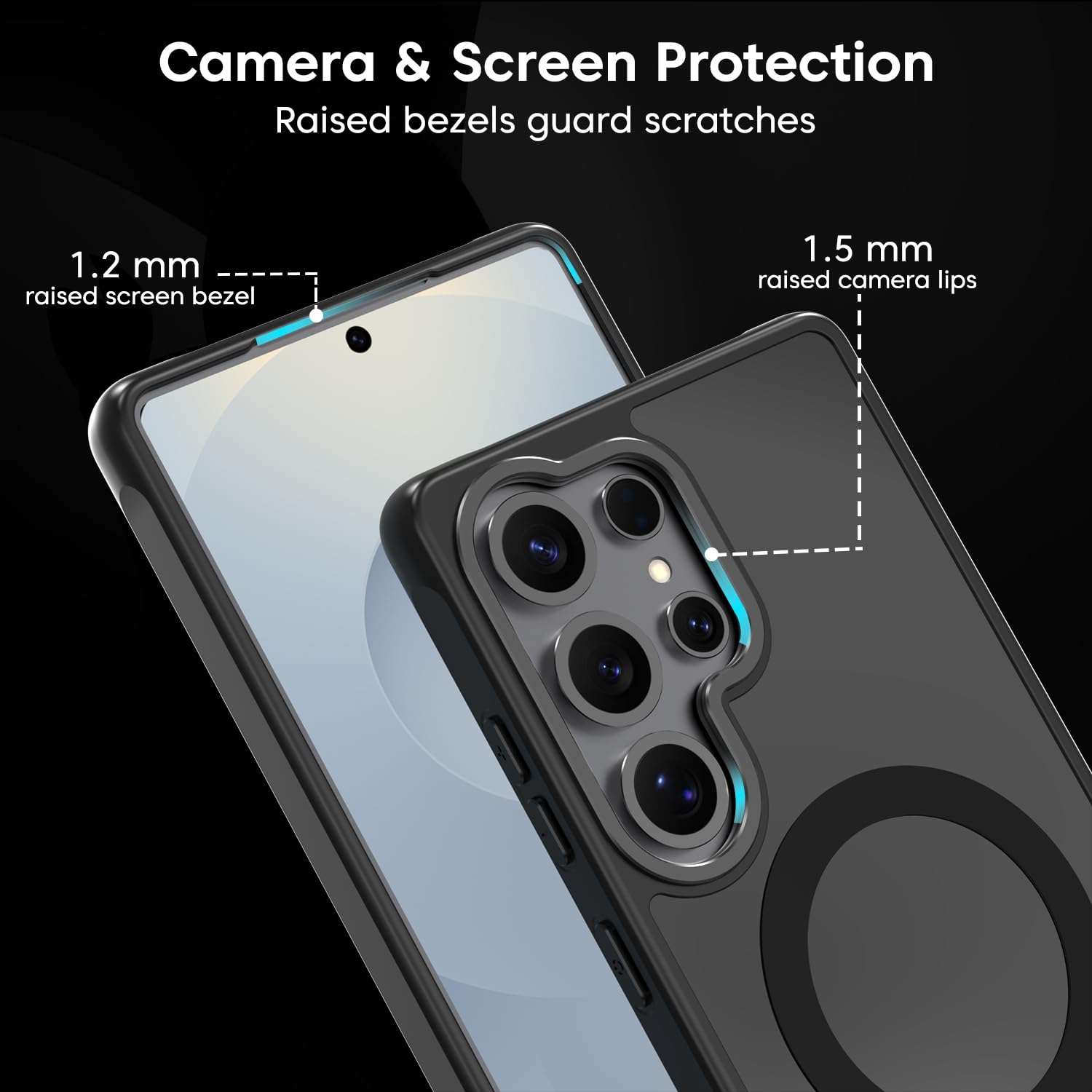 Sounce Samsung Galaxy S25 Ultra Case, Compatible with MagSafe, Magnetic Case for Samsung Galaxy S25 Ultra, Military-Grade Protection, TPU, Classic Hybrid Case (HaloLock), Frosted Black