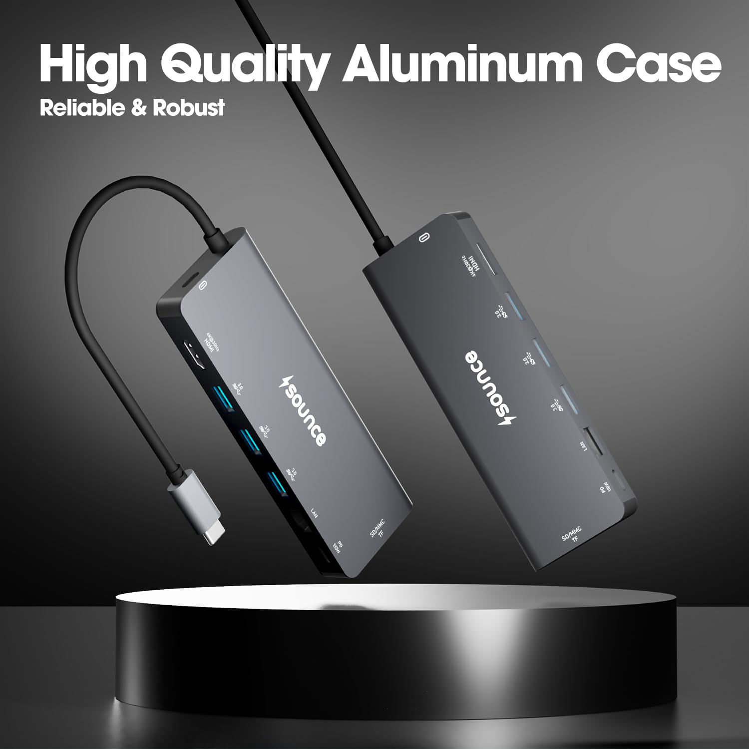 Sounce 9 in 1 USB Type C Hub Multiport Adapter with 4K@30Hz HDMI, Type C PD 60W Data Transfer, SD/TF Card Reader, USB A 3.0/2.0 Port, 1000mbps RJ45 LAN for MacBook, Laptop and Other Type C Devices