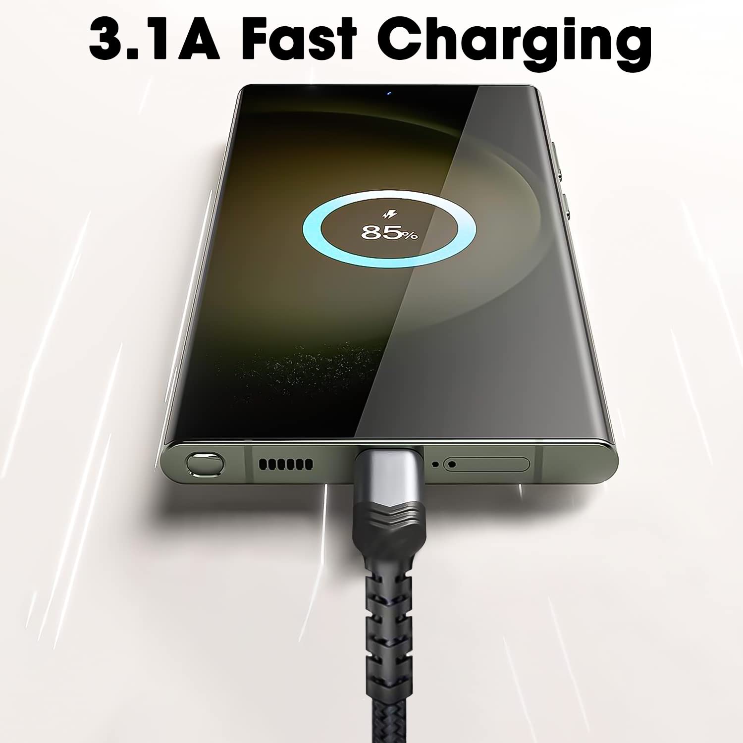 Sounce USB to Type C 3A (66W) Fast Charging Braided Cable for Mobile, Laptop, Tablets & other Type-C devices Supports PD Tech & QC 3.0 Charge 480mbps Data Transfer Speed - 1.5 Meter