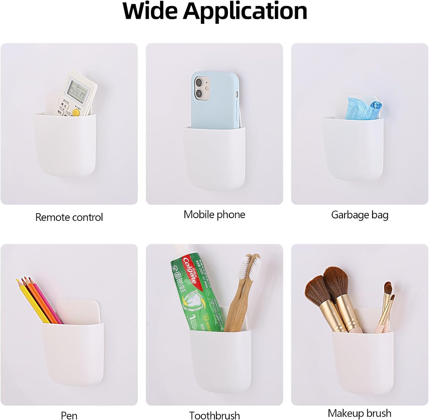 Sounce 8 Piece Wall Mounted Storage Box Remote Indoor Storage Organizer Case for Air Conditioner & TV Remote Mobile Phone Plug Holder Stand Rack Phone Charger Plug Holder (Pack of 8)- White & Grey