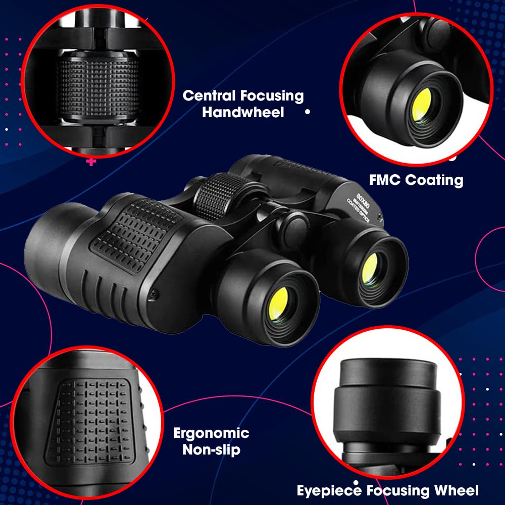 Sounce 80x80 High-Power Binoculars – 15000M HD Low-Light & Night Vision Hunting Binoculars with BAK4 Lenses