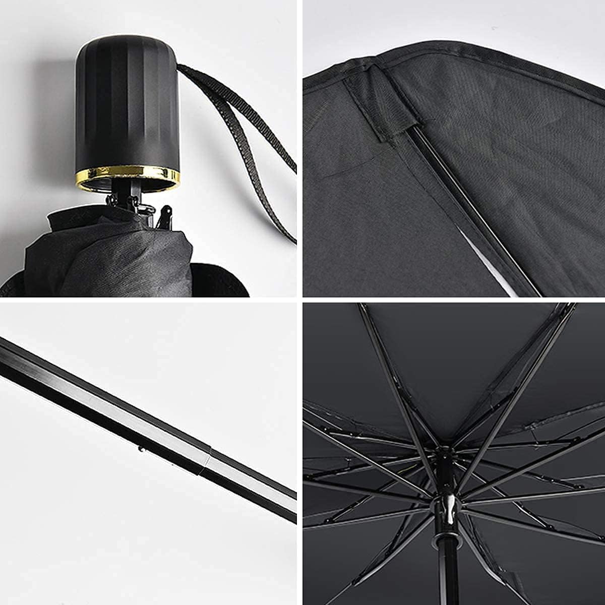 Sounce Windshield Umbrella Car Sun Shade Cover Robust Protection for car's Front Window with Heat Insulation and UV Shielding, Sun Protection Shield, Full Cover Foldable Sun Shade for Car - Black