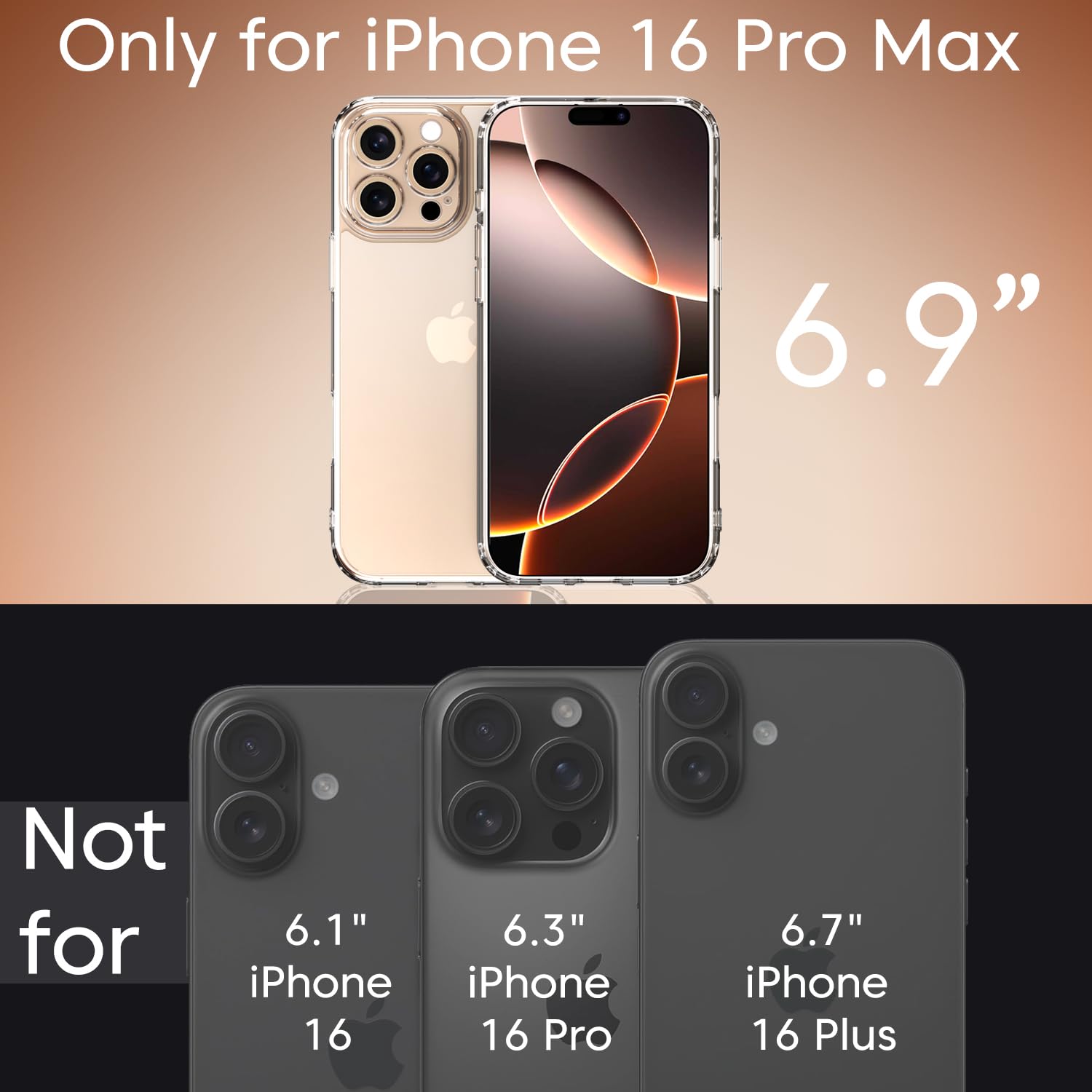 Sounce iPhone 16 Pro Max Case Cover with Ultra-Hybrid Crystal Clear | Camera Protection Bump | Shockproof Design | Hard Clear Back | Bumper Case Cover for iPhone 16 Pro Max (Transparent)