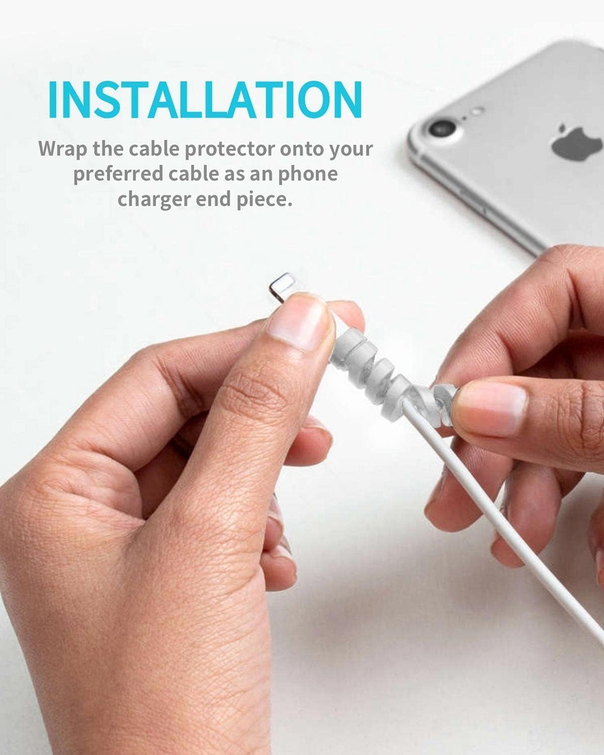 Sounce 25 Pcs Spiral Cable Protectors | USB & Charger Wire Saver