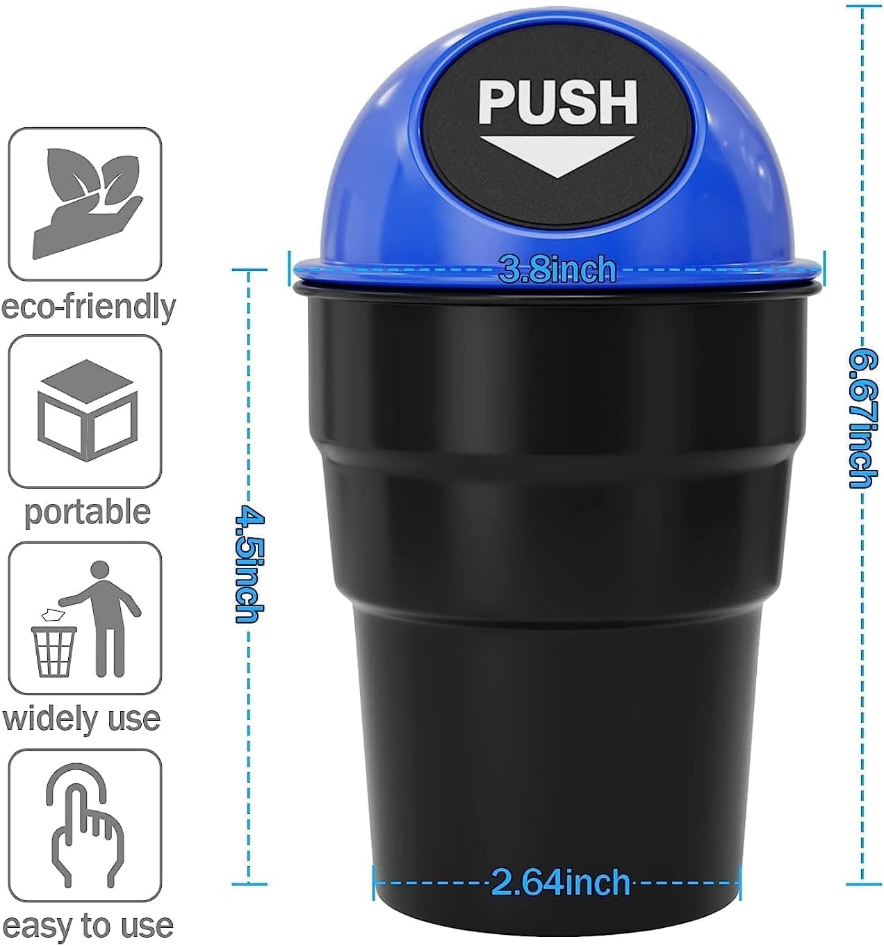 Sounce Portable Mini Car Dustbin/Trash Bin, Universal Traveling Portable Mini Car Trash Bin|Compact & Perfect Size Fits Car Cup Holder|Car Garbage Can/Storage Bucket Trash Bag|Dust Holder Bin (Black)