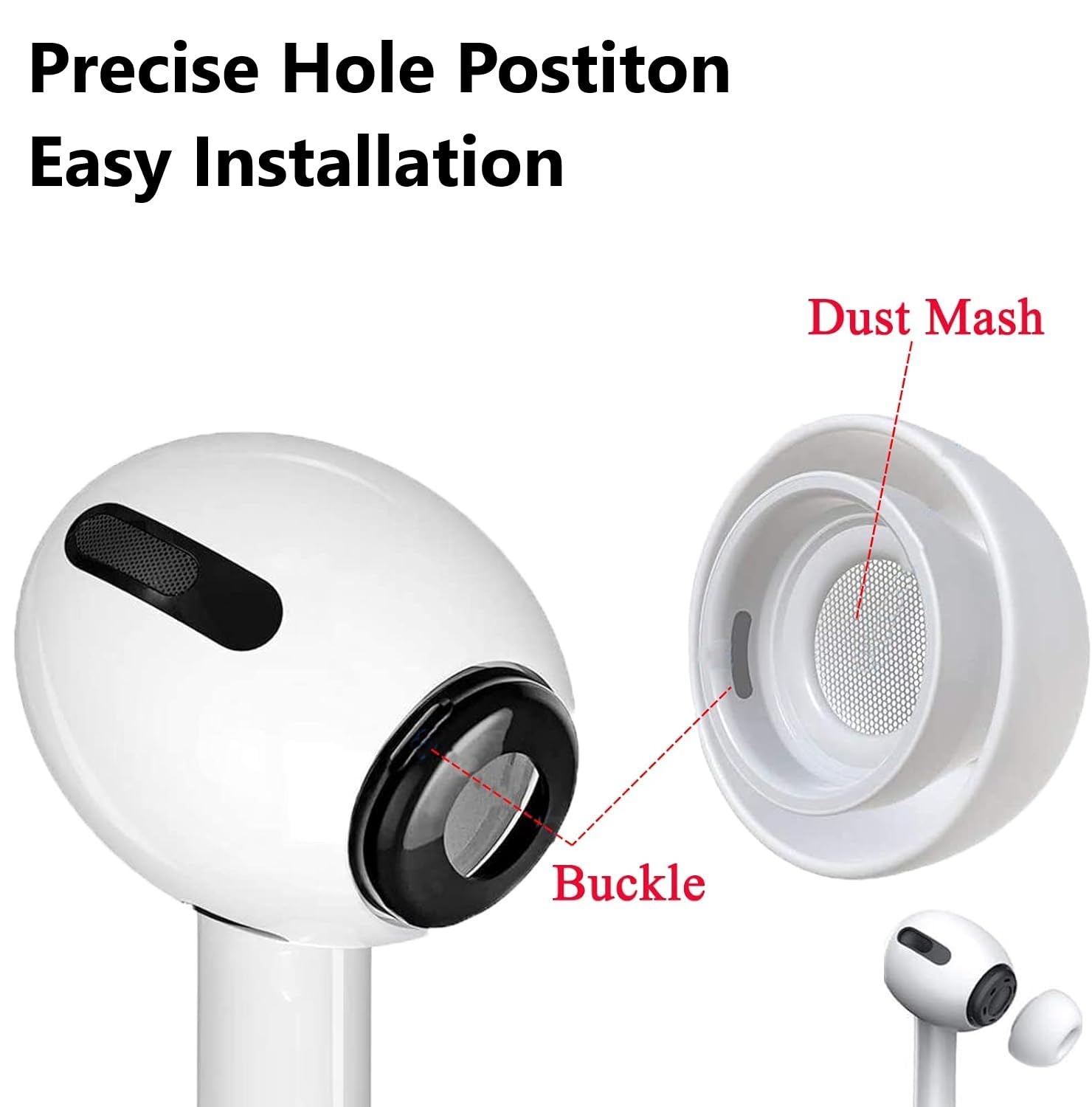 Sounce Silicone Replacement Ear Tips for Apple AirPods Pro 2 & Airpods Pro, Anti-Slip Eartips, Tighter Seal, Fits in The Charging Case, (Medium Size) (1 Sets, 2Pc) - White