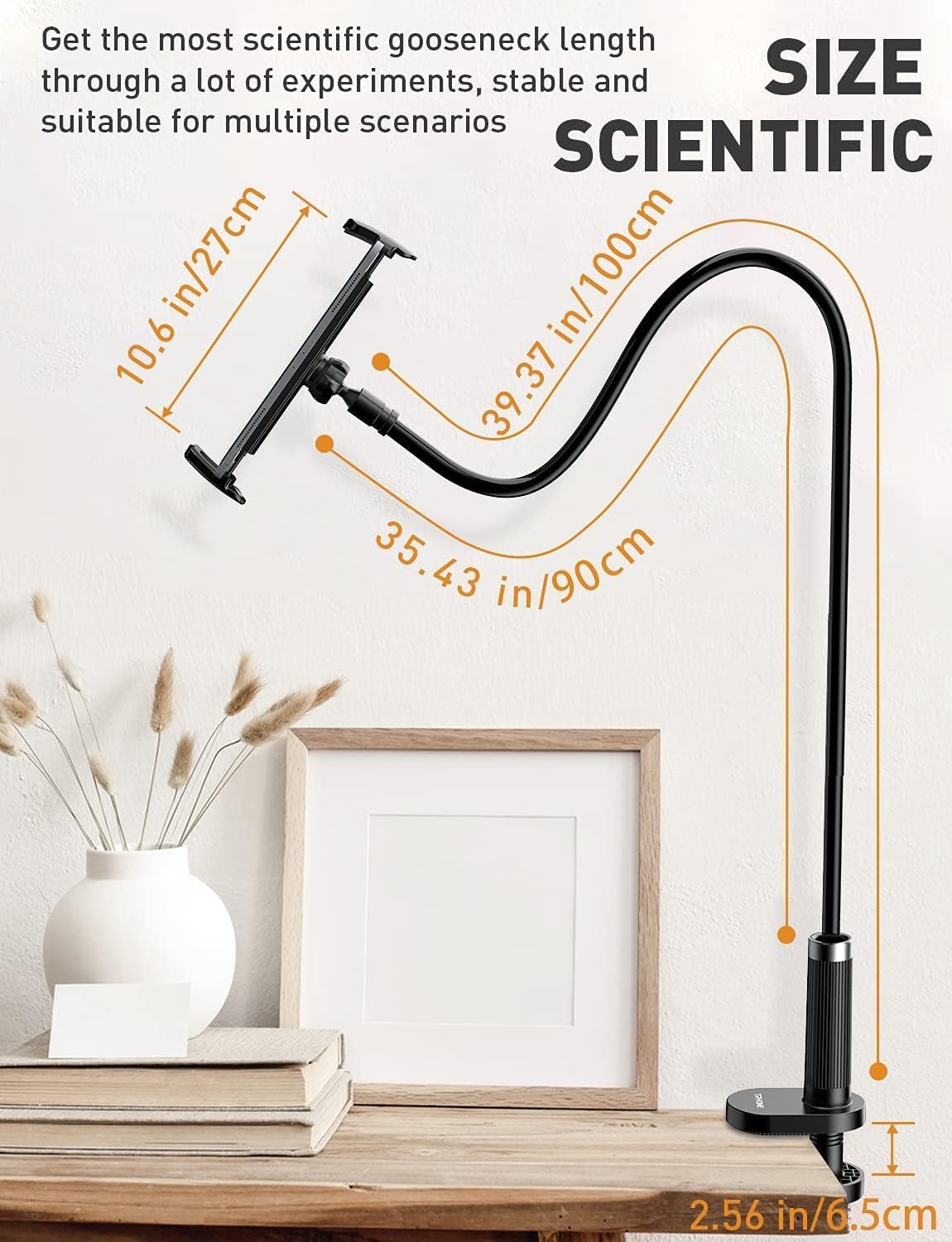 Sounce 360° Adjustable Mobile Phone Holder | Flexible Gooseneck Clamp Tabletop Stand – Black
