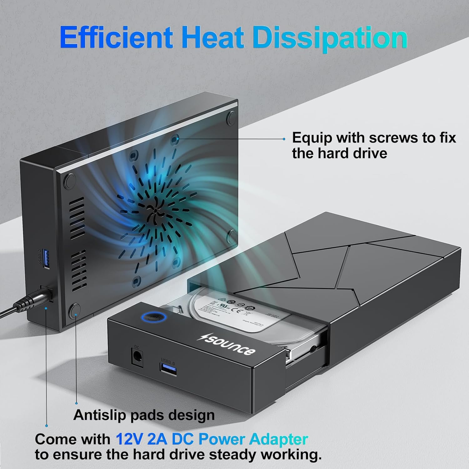 Sounce 3.5" USB 3.0 Hard Drive Enclosure | External SATA HDD/SSD Dock with UASP & 16TB Support