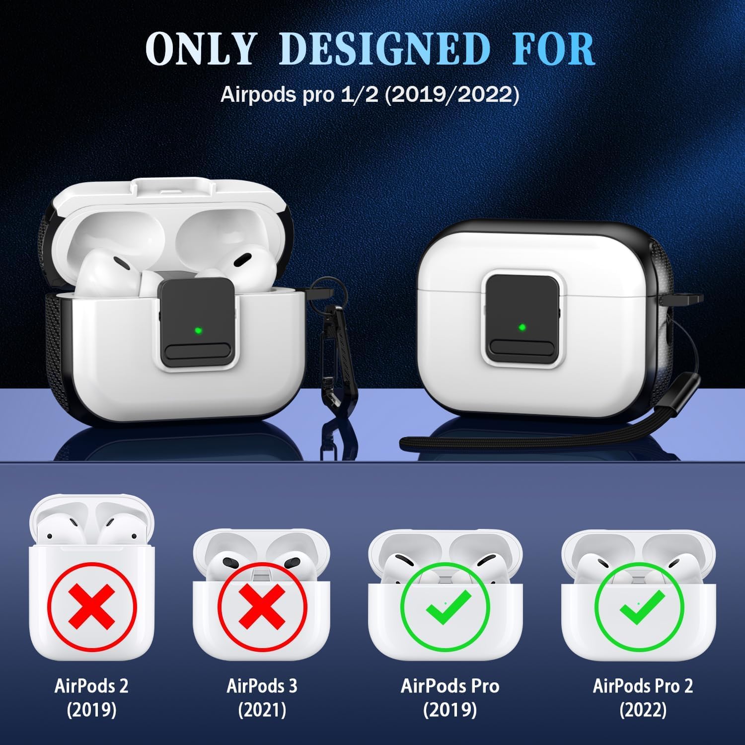 Sounce Compatible for AirPods Pro 2 Case with Mag-Safe, Wireless Charging, Powerful Drop Protection, TPU, Tough Magnetic Cover for AirPods Pro 1st/2nd Generation (2022/2019) with Airpods Cleaning Kit