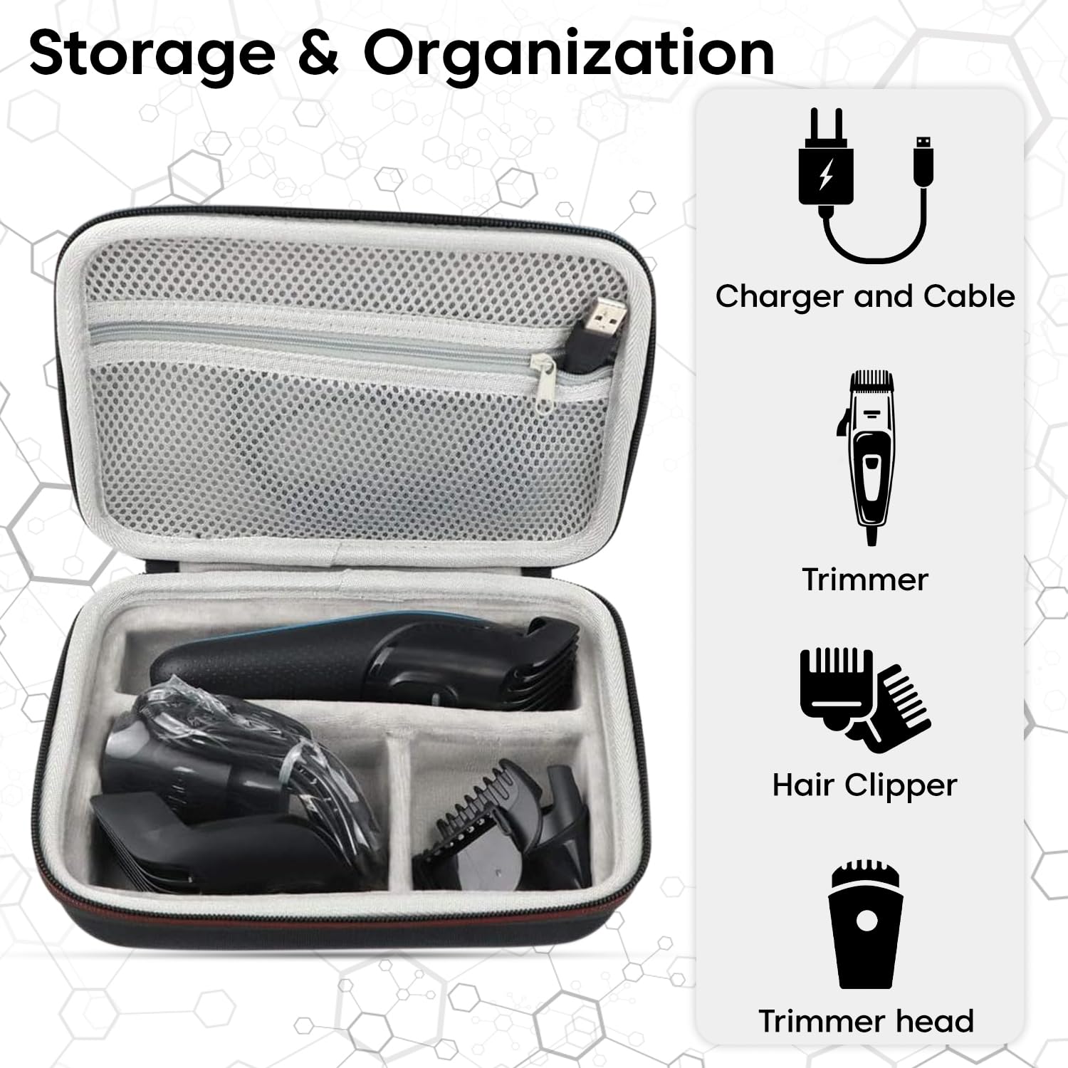 Sounce Portable Carrying Case Cover for Philips Norelco Multigroom Series 3000 5000 7000 MG3750 MG5750/49 MG7750/49 MG7920/65, Mg9551/65, MG5930/65, MG7715/65, Braun MGK3020/3060/3080